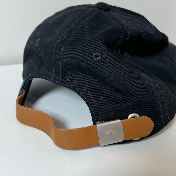 Lacoste Black Cap with Large Crocodile Logo Front Embrodiered Leather Band Hat - Picture 5 of 8